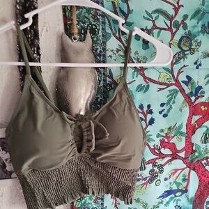 Olive Green Smocked Bralette